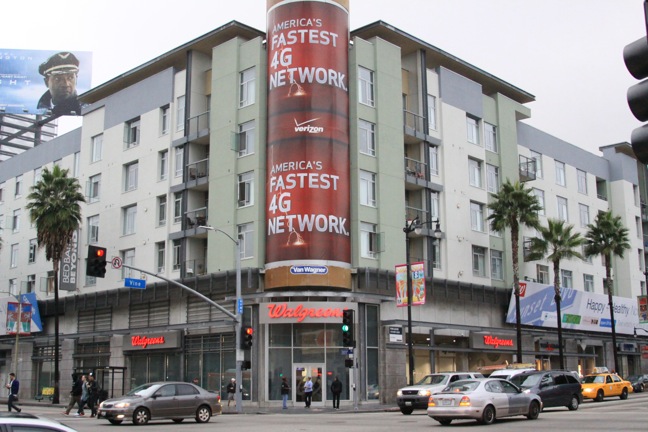 Walgreens L.A. store exterior, at Sunset and Vine