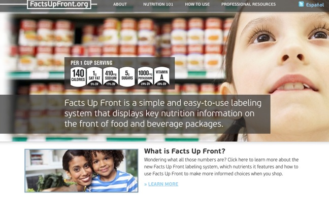 Facts up Front home page