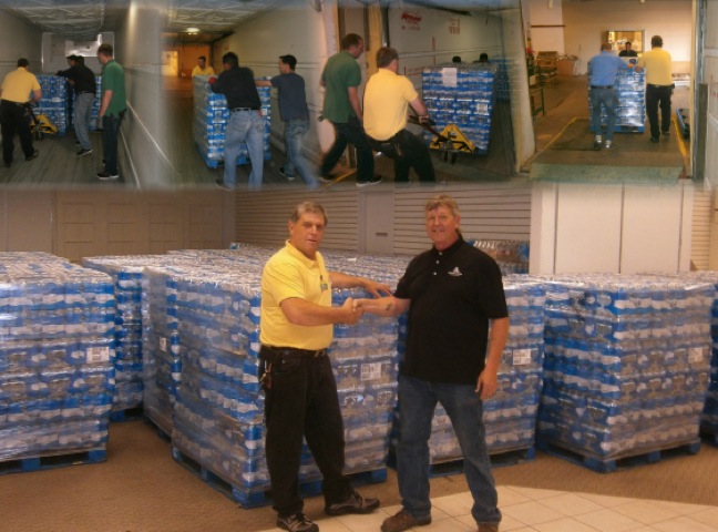 Water donation by Affiliated Foods Midwest