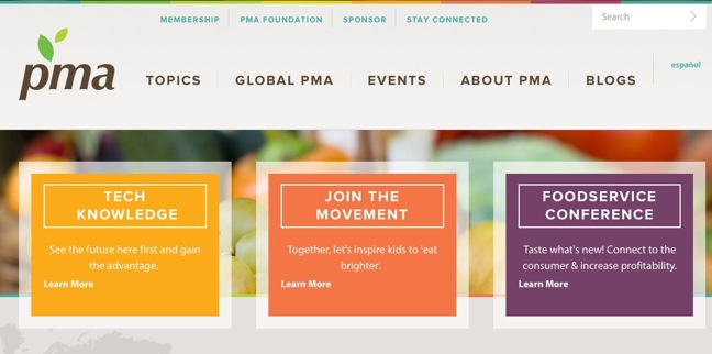 PMA homepage screenshot