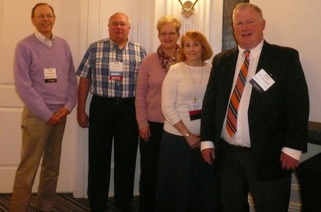 Chris Flynn, far right, at the RFA convention, is pictured with, from left, Guy Crosby, Ph.D., science editor for America's Test Kitchen; RFA President Steve Loehndorf of Reser’s Fine Foods; Karen Bishop Carbone of Kettle Cuisine; and Robin Beane of Hans Kissle.