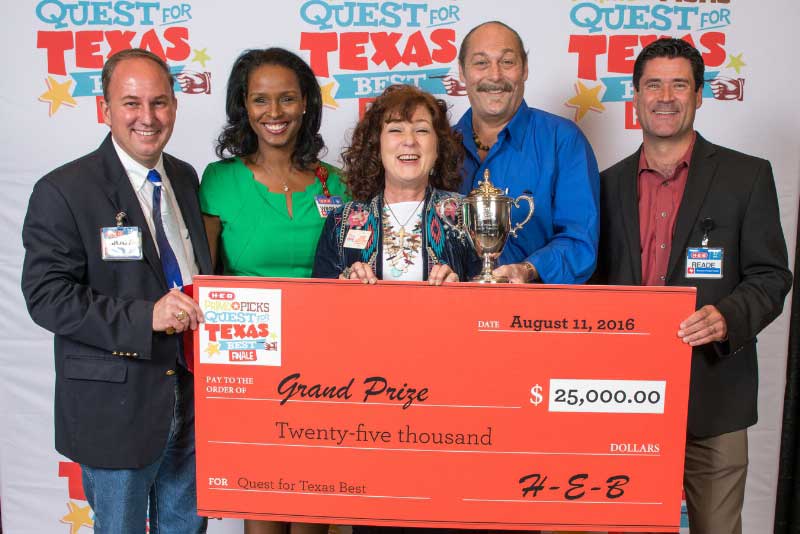 Jody Hall and Winell Herron, H-E-B; Julie Albertson, Texas Pie Co., and her husband Spencer Thomas-Schwarz; and Reade Ahrens, H-E-B.