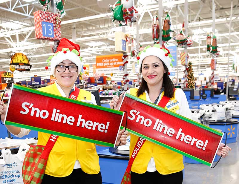 Starting Nov. 4 in stores, Walmart's Holiday Helpers will be dedicated to helping customers get through the checkout process faster. Holiday Helpers, ready with candy canes and smiles, will assist customers with finding the shortest line, open registers as needed and will even quickly grab items customers might have forgotten, Walmart says.