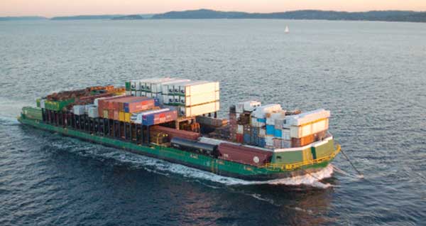 A barge ships product from Seattle to Alaska.