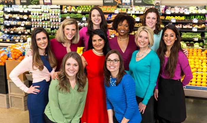 Giant’s team of in-store nutritionists includes, back row from left, Nina El-Chebli, Rockville, Maryland; Emily Craft, Severna Park, Maryland; Natalie Kannan, Fairfax, Virginia; Leslie Jefferson, Lanham, Maryland; and Melanie Berdyck, Ellicott City, Maryland; and front row, Marissa Donovan, McLean, Virginia; Min Krushmarthy, Alexandria, Virginia; Mandy Katz, Timonium, Maryland; Lisa Coleman, lead nutritionist; and Roxana Ehsani, Washington, D.C.