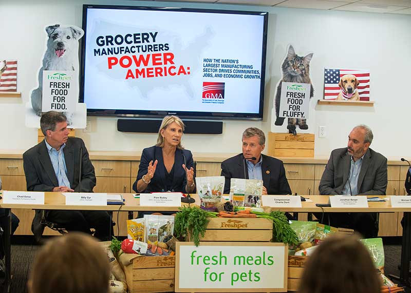 GMA CEO Pam Bailey with Freshpet CEO Billy Cyr (left) and Rep. Charlie Dent.