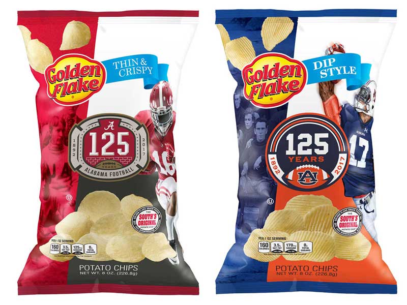 Golden Flake football themed potato chips