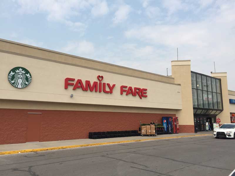 An exterior shot of one of the new Family Fare supermarkets.