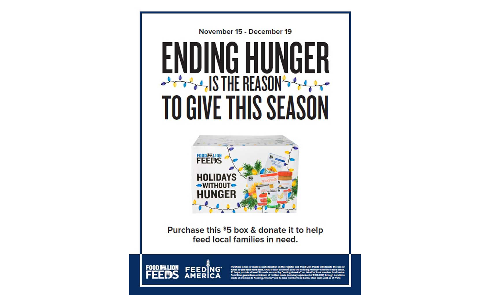 Food Lion Feeds holiday hunger campaign flyer