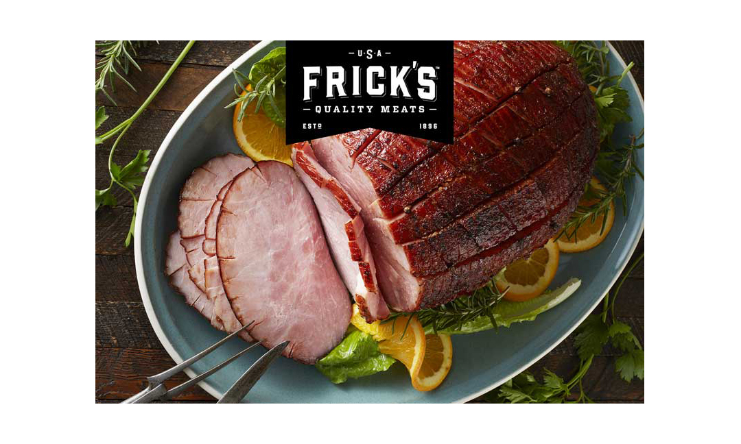 Frick's Quality Meats ham and logo