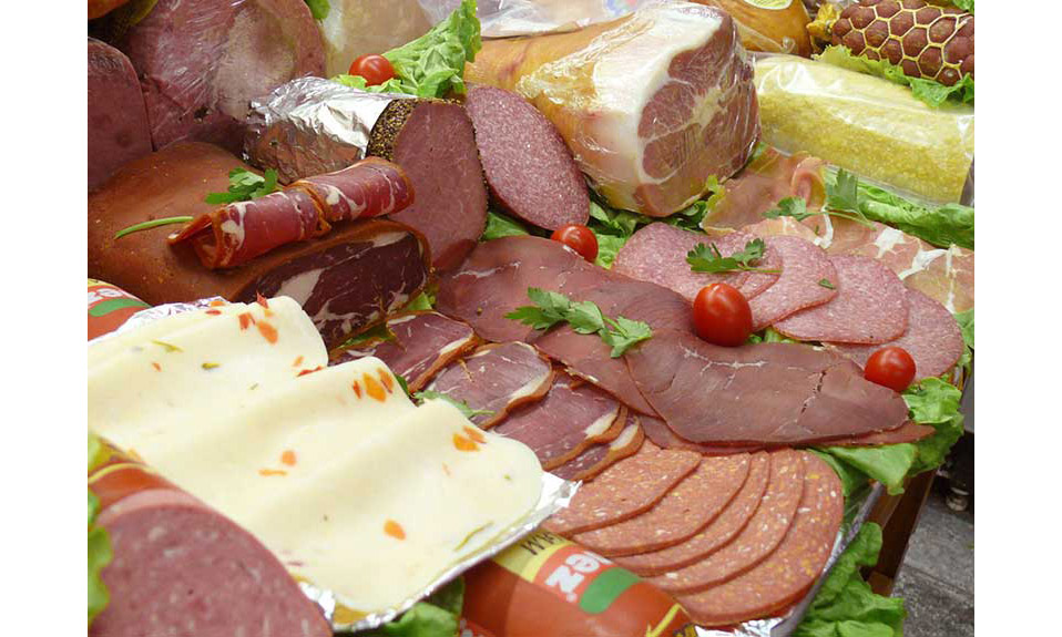 Platter of sliced meats