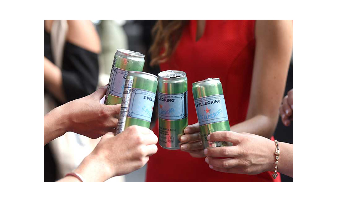 S.Pellegrino sparkling water cans.