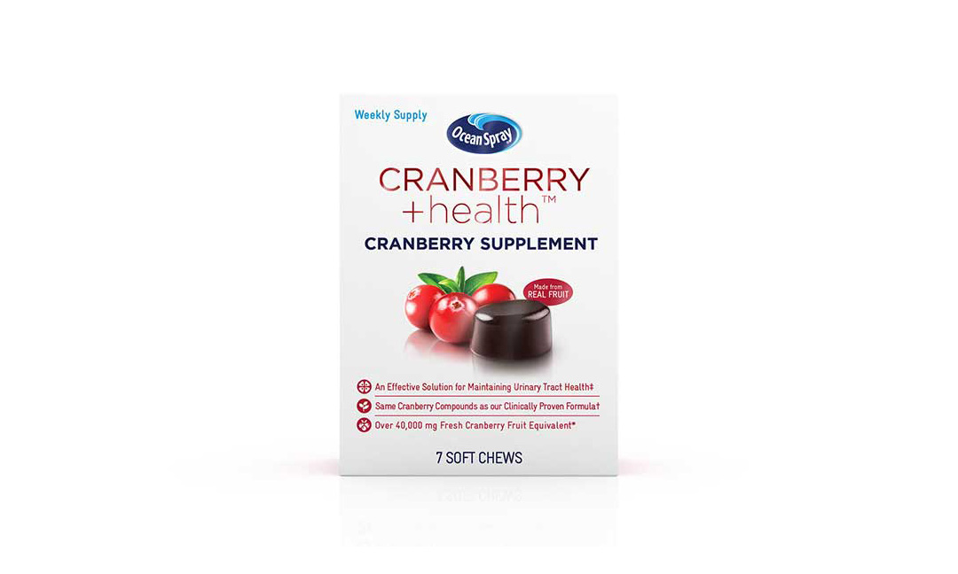 A box of Ocean Spray's cranberry supplements.