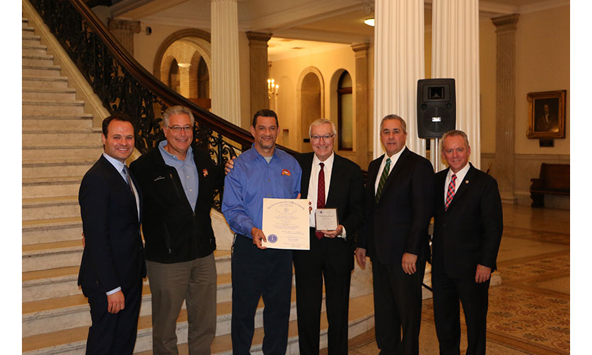 Eric P. Lesser, Massachusetts State Senator; Mark Nazarian, Mario Barriera and Mark Hintlian, Teddie Peanut Butter; Joe McGonagle, Massachusetts State Representative; Jeffrey N. Roy, Massachusetts State Representative.