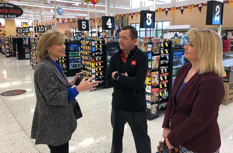 Minnesota House Rep. Kristin Robbins with Cub Foods Manager Jeff Bradley and Minnesota Grocers Association President Jamie Pfuhl. Robbins won her seat after defeating Democrat challenger Dan Solon in November.