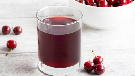 A glass of Montmorency tart cherry juice