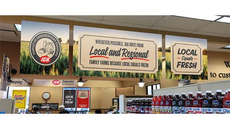 IGA Local Equals Fresh outdoor signage