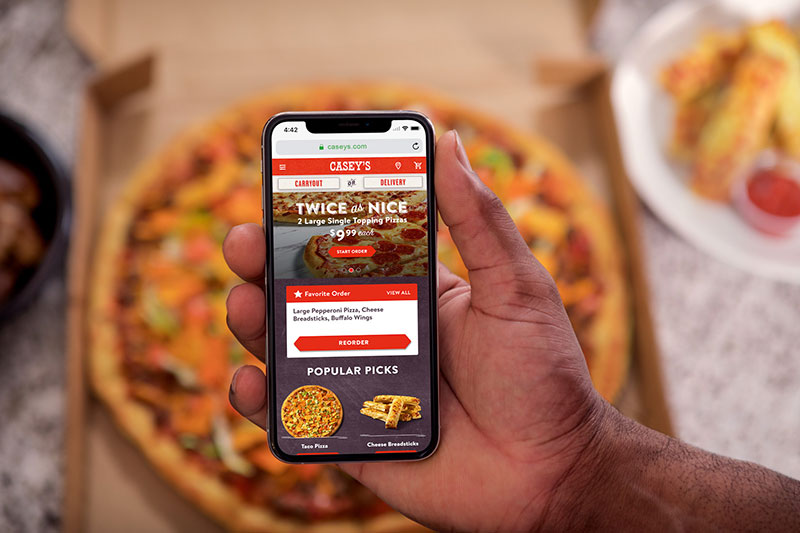 Pizza ordering at Caseys.com