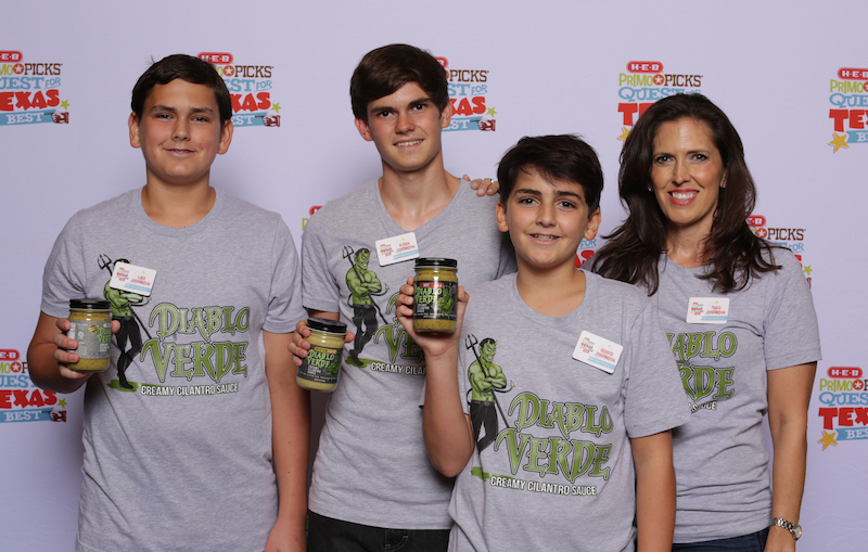 Luke, Ayden, George and Traci Johannson, 3 Sons Foods Diablo Verde Sauce, Houston.