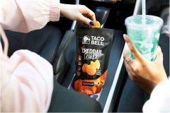 Taco Bell Cheddar Crisps in car