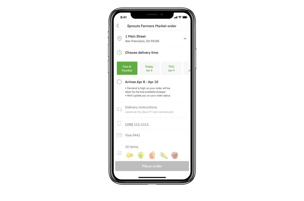 Instacart, delivery options