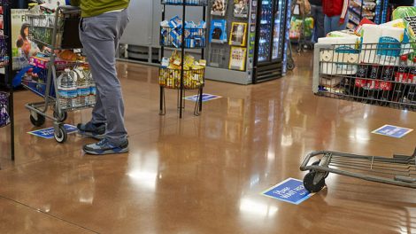 Kroger floor decals, Covid-19