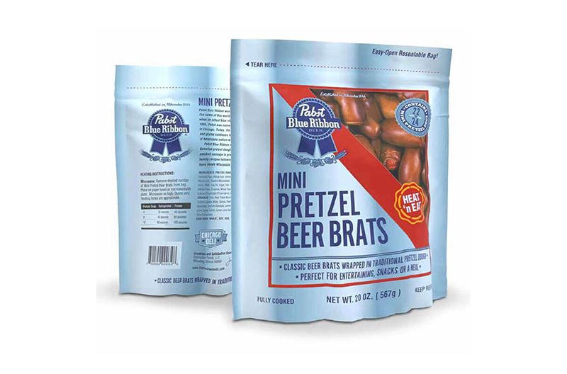 Pabst Blue Ribbon pretzel beer brats