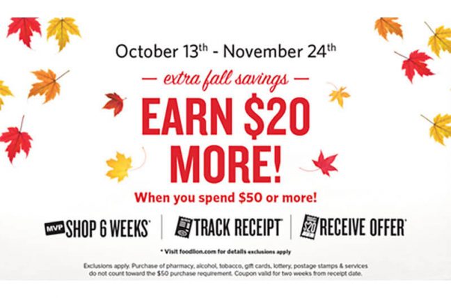 Food Lion Earn $20 This Fall
