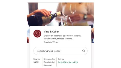 Safeway Albertsons vine and cellar wine delivery on its mobile app