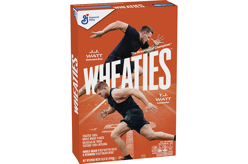 Wheaties has named new champions, brothers J.J. Watt and T.J. Watt, on its cereal box.