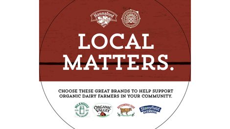 Hannaford dairy door cling for its collaboration with the Northeast Organic Family Farm Partnership.