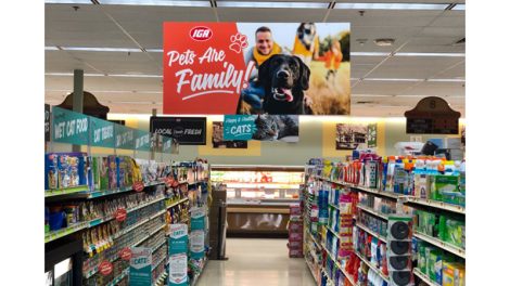 Nestlé Purina PetCare signage in an IGA store