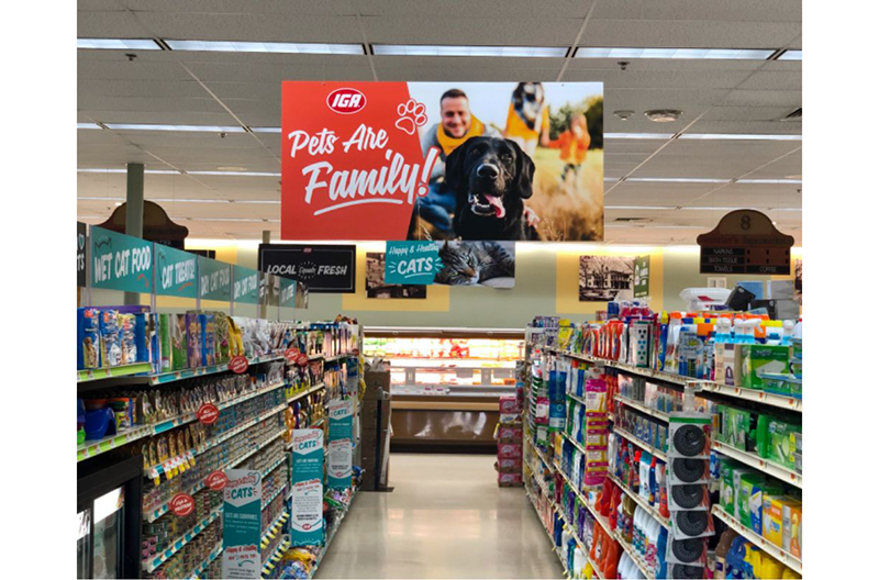 Nestlé Purina PetCare signage in an IGA store