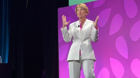 IFPA CEO Cathy Burns on stage at Global Produce & Floral Show