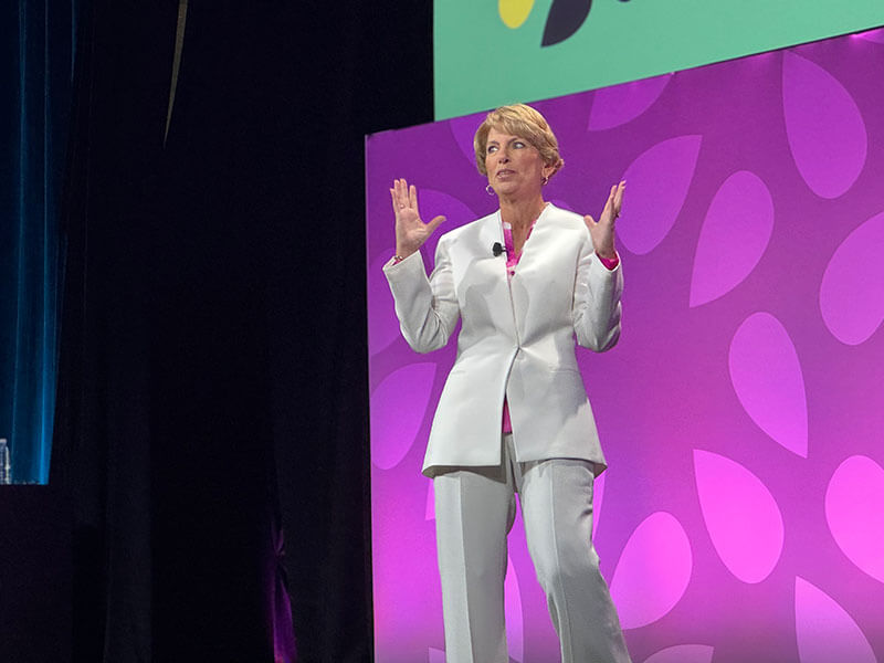 IFPA CEO Cathy Burns on stage at Global Produce & Floral Show