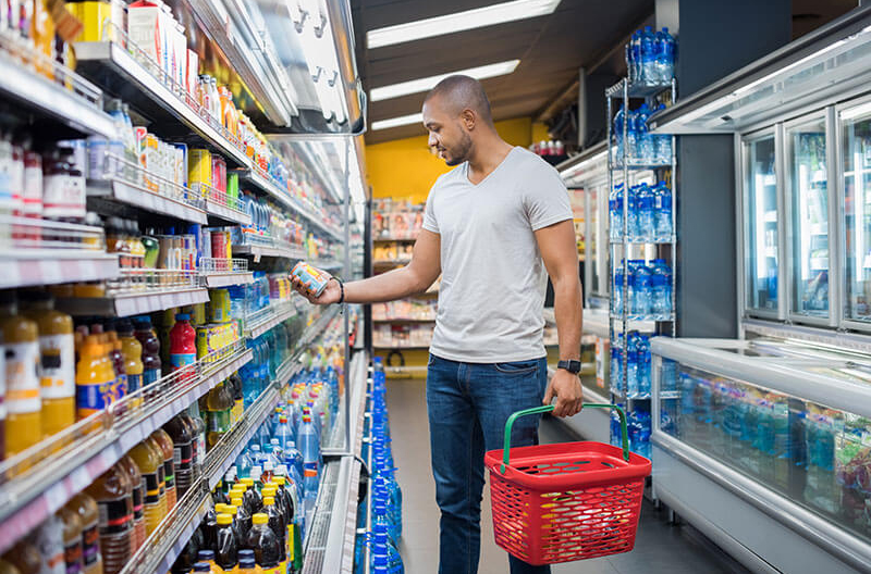 man shopping in grocery store