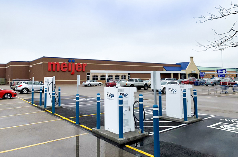 The Meijer EVgo partnership in action outside a Meijer store