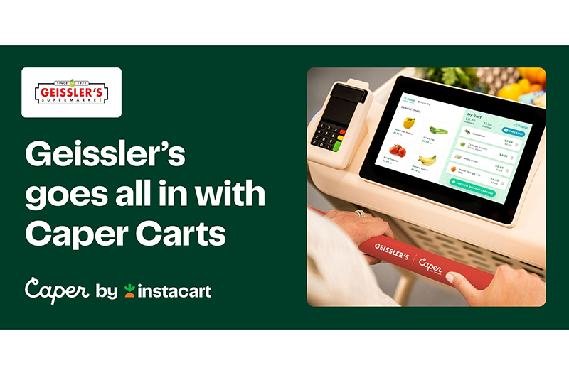 Geissler’s Supermarkets will be the first grocer to replace a majority of its traditional shopping carts with Instacart’s smart Caper Carts