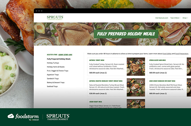 Sprouts and Instacart’s Foodstorm team up for holiday food ordering and pickup nationwide.