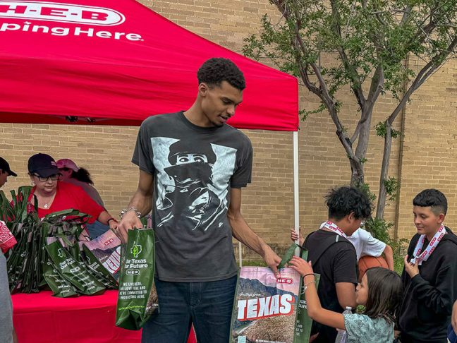 San Antonio Spurs star rookie Victor Wembanyama partnered with H-E-B for Earth Day celebration