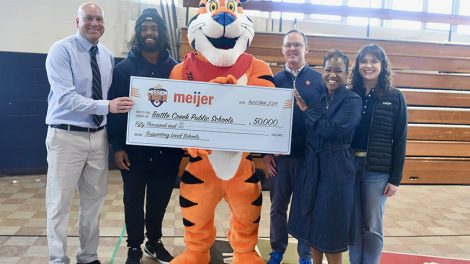 Battle Creek Public Schools received a $50,000 donation from WK Kellogg Co and Meijer through Kellogg’s Frosted Flakes Mission Tiger.