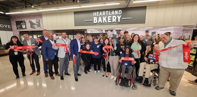 Cutting ribbon to open new Meijer store in Alliance, Ohio