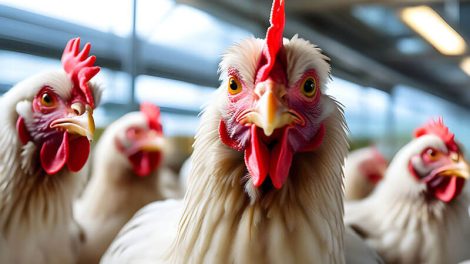 Photo of chickens in a chicken house