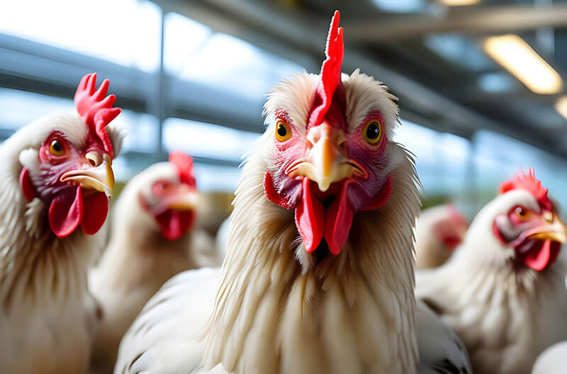 Photo of chickens in a chicken house