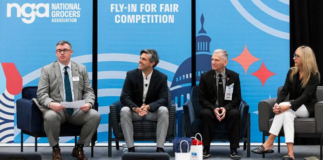 Photo of independent grocer panel members at NGA Fly-In event