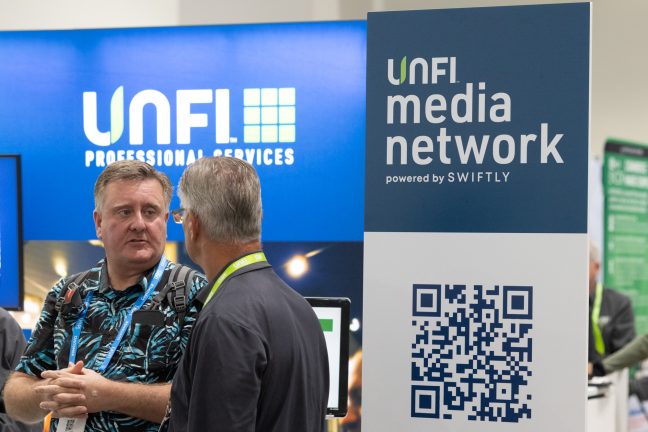 UNFI winter and holiday show featuring a banner for UNFI Media Network