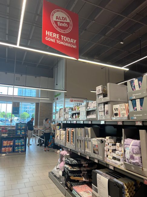 image of sign in Aldi Finds aisle