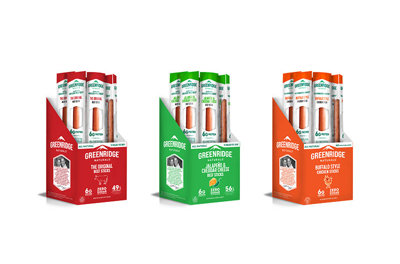 image of boxes of Greenridge Natural meat stick snacks