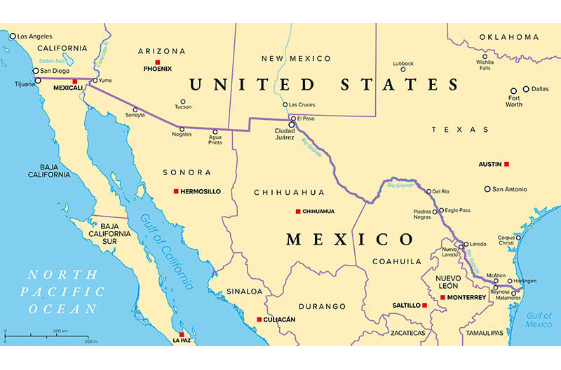 graphic of map showing U.S.-Mexico border