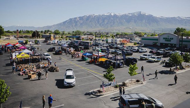 image of Kent's Market parking lot during Holiday Meals for Military event